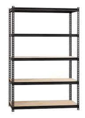 DESCRIPTION: (1) RIVETED STEEL SHELVING UNIT BRAND/MODEL: SPACE SOLUTIONS #20997 INFORMATION: GUNMETAL GRAY RETAIL$: $241.99 EA SIZE: 72X48X18 QTY: 1