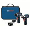 DESCRIPTION: (1) CORDLESS COMBINATION KIT BRAND/MODEL: BOSCH #4WLH7 RETAIL$: $207.76 EA SIZE: 12V DC Volt, 2 Tools, Impact Driver (930 in-lb), Screwdr