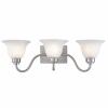 DESCRIPTION: (2) LIGHT FIXTURE BRAND/MODEL: LUMAPRO #4UZG9 INFORMATION: FROSTED WHITE/CLEAR GLASS RETAIL$: $119.00 EA SIZE: 3 BULB FIXTURE QTY: 2