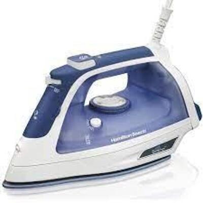 DESCRIPTION: (1) STEAM IRON WITH 3 WAY AUTO SHUT OFF BRAND/MODEL: HAMILTON BEACH #19800 RETAIL$: $27.85 EA QTY: 1