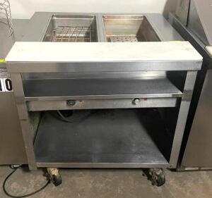 2-WELL STAINLESS STEEL ELECTRIC STEAM TABLE WITH UNDERSTORAGE