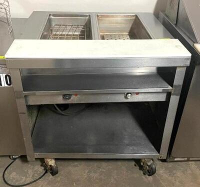 2-WELL STAINLESS STEEL ELECTRIC STEAM TABLE WITH UNDERSTORAGE