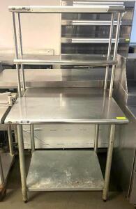 3' STAINLESS STEEL TABLE WITH STAINLESS RISER AND GALVANIZED UNDERSHELF