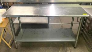 5' STAINLESS STEEL TABLE WITH GALVANIZED UNDERSHELF