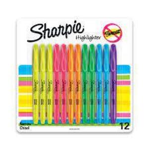 (1) PACK OF (12) HIGHLIGHTERS, CHISEL TIP, SMEAR GUARD