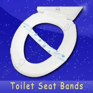 (8) BOXES OF (1000) PRINTED TOILET SEAT BAND, SANITIZED