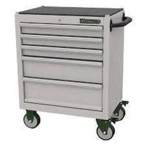 DESCRIPTION: (1) ROLLING TOOL CABINET BRAND/MODEL: WESTWARD #53RH49 INFORMATION: SILVER RETAIL$: $1089.02 EA SIZE: 29 7/8 IN W X 18 1/10 IN D X 34 1/4