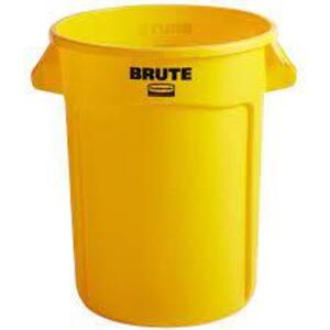 DESCRIPTION: (2) HEAVY DUTY BRUTE TRASH RECEPTACLES BRAND/MODEL: RUBBERMAID #FG263200YEL INFORMATION: YELLOW RETAIL$: $68.29 EA SIZE: 32 GAL QTY: 2