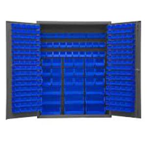 DESCRIPTION: (1) BIN CABINET BRAND/MODEL: DURHAM #36FC64 INFORMATION: BLUE BINS RETAIL$: $3199.39 EA SIZE: 60" X 24" X 78" QTY: 1