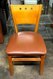 (8) VINYL UPHOLSTERED WOODEN DINING CHAIRS