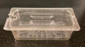 (2) 1/3 SIZE PLASTIC INSERTS WITH LIDS AND DRAIN TRAYS