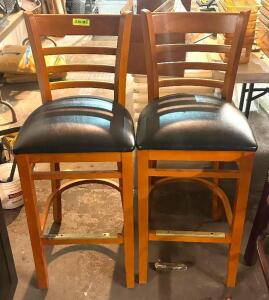 (2) VINYL UPHOLSTERED WOODEN BARSTOOLS