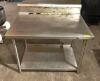 DESCRIPTION: 42" X 30" STAINLESS PREP TABLE W/ 6" BACKSPLASH SIZE: 42" X 30" QTY: 1 - 2