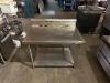 DESCRIPTION: 42" X 30" STAINLESS PREP TABLE W/ 6" BACKSPLASH SIZE: 42" X 30" QTY: 1 - 3