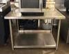 DESCRIPTION: 42" X 30" STAINLESS PREP TABLE W/ 6" BACKSPLASH SIZE: 42" X 30" QTY: 1 - 4