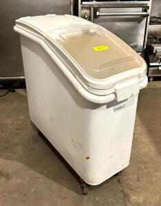 DESCRIPTION: WHITE SLANT TOP MOBILE INGREDIENT STORAGE BIN ON CASTERS QTY: 1