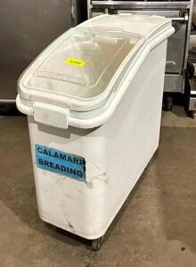 DESCRIPTION: WHITE SLANT TOP MOBILE INGREDIENT STORAGE BIN ON CASTERS QTY: 1