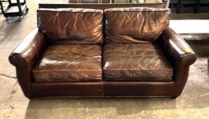 DESCRIPTION: ARHAUS FURNITURE LEATHER LOVESEAT- BROWN SIZE: 72" QTY: 1