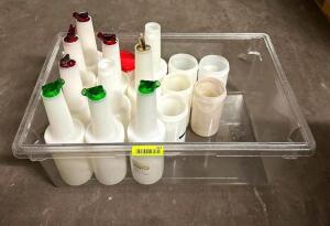 DESCRIPTION: ASSORTED BAR MIXING BOTTLES AND CONTAINERS AS SHOWN QTY: 1