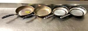 DESCRIPTION: (4) 10.5" ALUMINUM SKILLETS SIZE: 10.5" QTY: 4