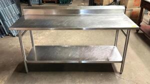 DESCRIPTION: 68" X 24" STAINLESS PREP TALE W/ UNDERSTORAGE SHELF AND 5" BACKSPLASH SIZE: 68" X 24" QTY: 1