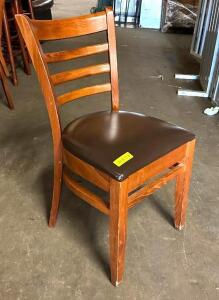 DESCRIPTION: (4) WOODEN FRAMED DINING CHAIRS-BROWN QTY: 4