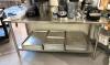 72" X 30" STAINLESS PREP TABLE W/ UNDERSTORAGE & BACKSPLASH