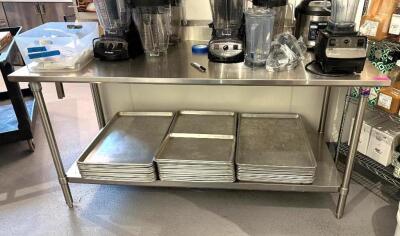72" X 30" STAINLESS PREP TABLE W/ UNDERSTORAGE & BACKSPLASH