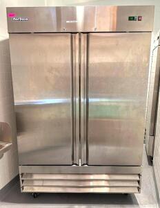 54" TWO DOOR STAINLESS REACH-IN FREEZER ON CASTERS