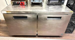 60" TWO DOOR UNDERCOUNTER COOLER ON CASTERS