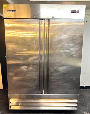 54" TWO DOOR STAINLESS REACH-IN FREEZER ON CASTERS