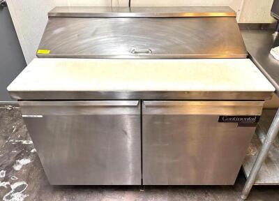 48" 2-DOOR REFRIGERATED SANDWICH PREP TABLE ON CASTERS