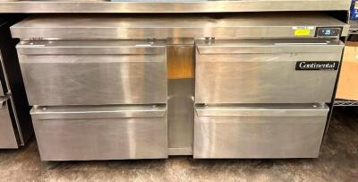 60" DRAWER UNDERCOUNTER REFRIGERATOR ON CASTERS