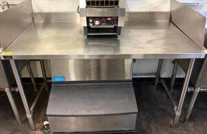 60" X 30" STAINLESS PREP TABLE W/ BACKSPLASH