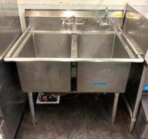 42" X 30" TWO COMPARTMENT STAINLESS SINK