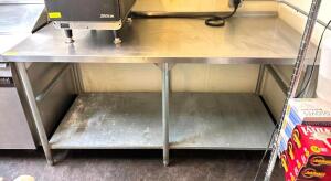 72" X 32" STAINLESS PREP TABLE W/ LOWER STORAGE SHELF