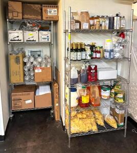 (2) VARIOUS SIZE WIRE SHELVING UNITS (CONTENTS NOT INCLUDED)