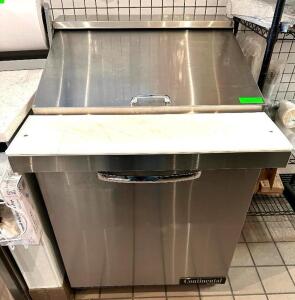 CONTINENTAL 27" REFRIGERATED SANDWICH PREP TOP COOLER. ONE YEAR OLD