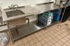 96" X 30" ALL STAINLESS PREP TABLE W/ LEFT HAND SINK AND 2" BACK SPLASH.