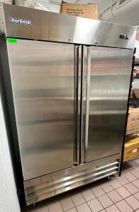 NORPOLE TWO DOOR REACH IN FREEZER. NEW 2022