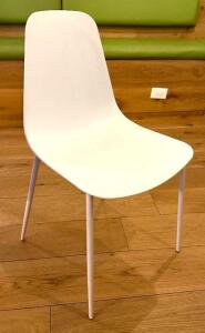 (8) MODERN PLASTIC DINING CHAIRS- WHITE