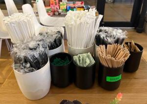 PLASTICWARE, STIRRERS, SUGAR, STRAWS AND CONTAINERS