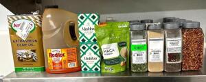 CONTENTS OF SHELF (ASSORTED COOKING INGREDIENTS AS SHOWN)
