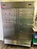 NORPOLE NP2R TWO DOOR COMMERCIAL REACH IN COOLER. ON CASTERS