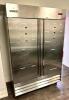 NORPOLE NP2R TWO DOOR COMMERCIAL REACH IN COOLER. ON CASTERS