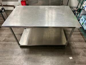 60" X 36" ALL STAINLESS TABLE W/ UNDER SHELF