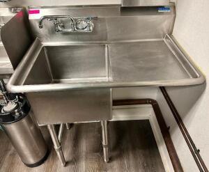 36" STAINLESS PREP SINK W/ RIGHT SIDE DRY BOARD