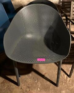 (2) PLASTIC PATIO CHAIRS- BLACK