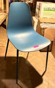 (4) MODERN PLASTIC DINING CHAIRS-BLUE