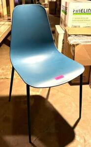 (4) MODERN PLASTIC DINING CHAIRS-BLUE